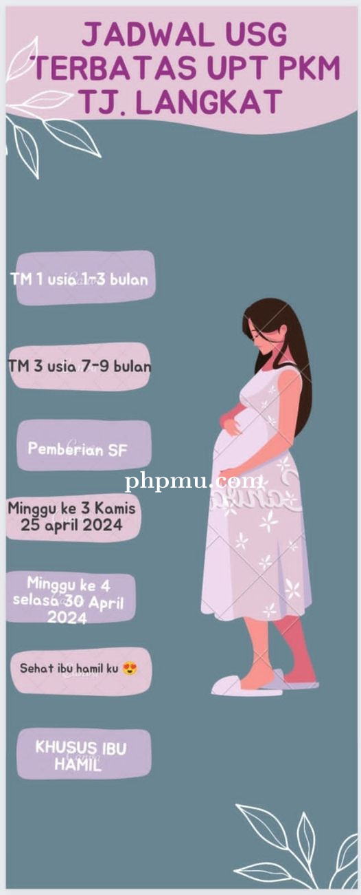 Jadwal pemeriksaan USG pada ibu hamil di UPT Puskesmas Tanjung Langkat pada minggu ke 3 Kamis 24 Apr